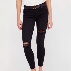 Free People Shark Bite Raw Hem Black Jeans